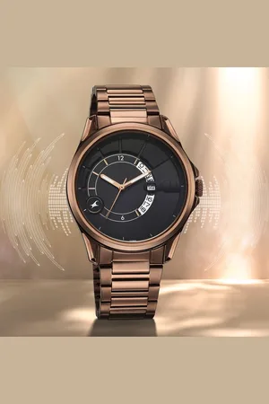 Fastrack Groove Quartz Analog with Date Dial Brown Stainless Steel Strap Watch For Guys