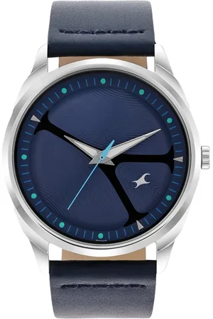 Fastrack MetaWe Quartz Analog Blue Dial Leather Strap Watch For Guys