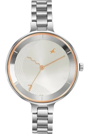 Fastrack Stunners Quartz Analog Silver dial Stainless Steel Strap Watch for Girls