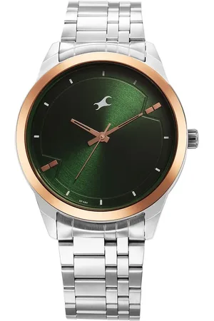 Fastrack Stunners Quartz Analog Green Dial Metal Strap Watch for Guys