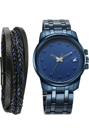 Fastrack Pulse Quartz Analog Blue Round Dial Blue Stainless Steel Strap Watch For Guys