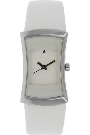 Fastrack Quartz Analog White Dial Leather Strap Watch for Girls