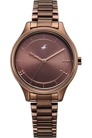 Fastrack Stunners Quartz Analog Brown Dial Brown Metal Strap Watch For Girls