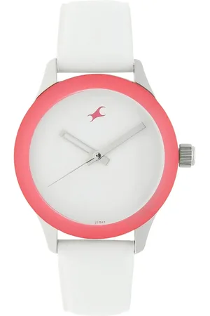 Fastrack Quartz Analog White Dial Leather Strap Watch for Girls
