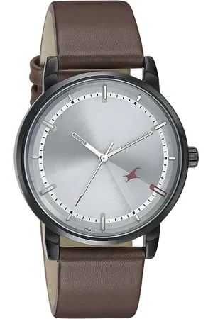 Fastrack Style Up Silver Dial Leather Strap Watch for Guys