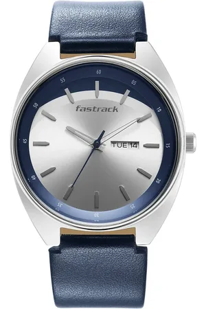 Fastrack Snob X Silver Dial Leather Strap Watch for Guys