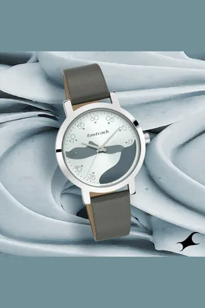 Fastrack Bare Basics Quartz Analog Silver Dial Leather Strap Watch for Girls