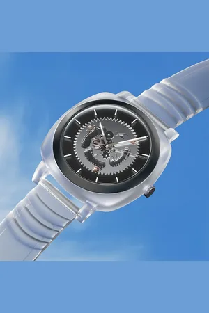 Fastrack Bare Quartz Analog Skeleton Unisex Watch With Anthracite Dial And Translucent Plastic Strap