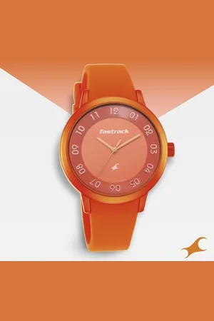 Fastrack Pop Colours Orange Dial Silicone Strap Watch for Girls