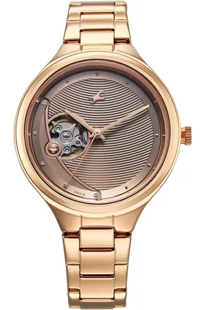 Fastrack Automatic Rose Gold Dial Metal Strap Watch For Girls