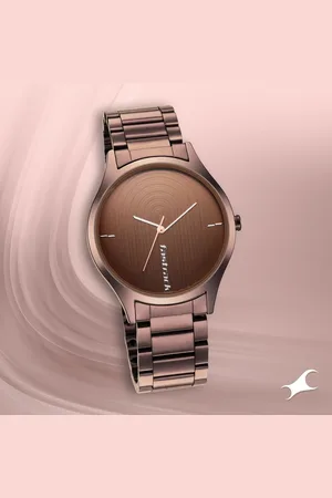 Fastrack Style Up Quartz Analog Brown Dial Stainless Steel Strap Watch for Guys