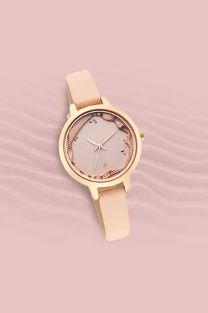 Fastrack Uptown Retreat Quartz Analog Pink Dial Leather Strap Watch for Girls