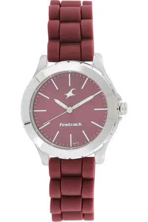 Fastrack Trendies Quartz Analog Maroon Dial Silicone Strap Watch for Girls