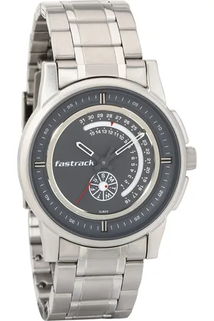 Fastrack Go Skate Quartz Analog with Day and Date Grey Dial Stainless Steel Strap Watch for Guys