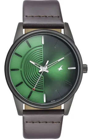 Fastrack Stunners Quartz Analog Green Dial Leather Strap Watch for Guys