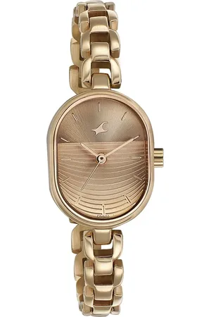 Fastrack Style Up Golden Dial Metal Strap Watch for Girls
