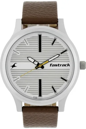 Fastrack Fundamentals Quartz Analog White Dial Leather Strap Watch for Guys