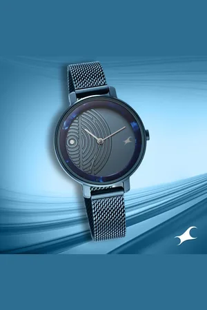 Fastrack Younique Quartz Analog Blue Dial Stainless Steel Strap Watch for Girls