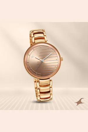 Fastrack Style Up Quartz Analog Champagne Dial Metal Strap Watch for Girls
