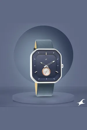 Fastrack After Dark Blue Dial Leather Strap Watch for Guys