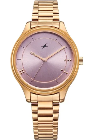 Fastrack Stunners Quartz Analog Pink Dial Rose Gold Metal Strap Watch For Girls