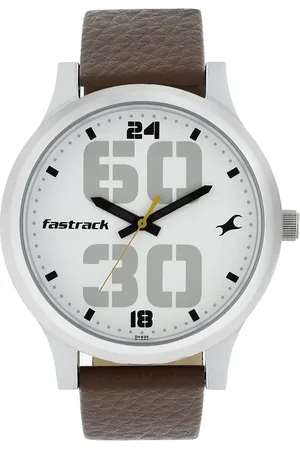 Fastrack Bold Quartz Analog White Dial Leather Strap Watch for Guys