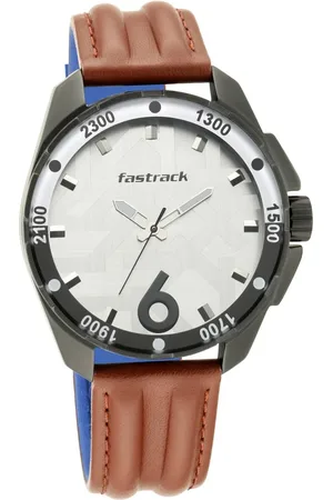 Fastrack Hitlist Quartz Analog White Dial Leather Strap Watch for Guys