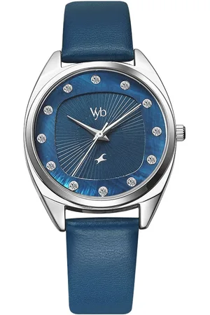 Fastrack Vyb Spotlight Quartz Analog Blue Dial Leather Strap Watch for Girls