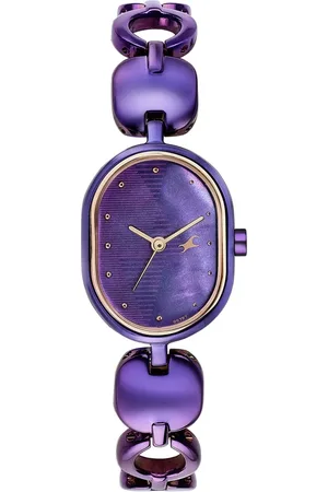 Fastrack Style Up Quartz Analog Purple Mother Of Pearl Dial Purple Metal Strap Watch For Girls