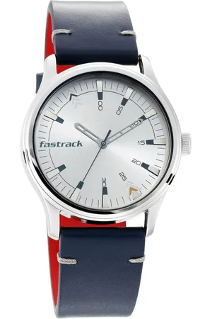 Fastrack I Love Me Quartz Analog Silver Dial Leather Strap Watch for Guys