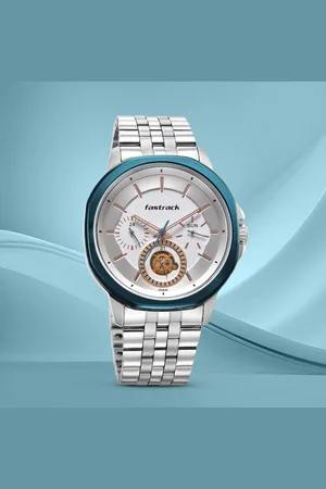 Fastrack Exuberant Quartz Multifunction Silver Dial Stainless Steel Strap Watch for Guys