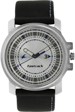 Fastrack Quartz Analog Silver Dial Leather Strap Watch for Guys