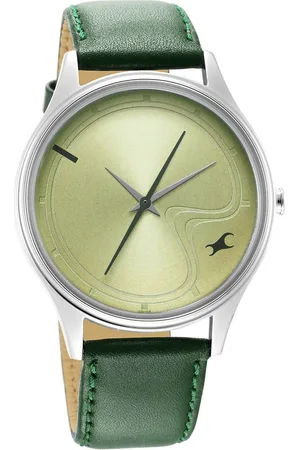 Fastrack Stunners Green Dial Leather Strap Watch for Guys