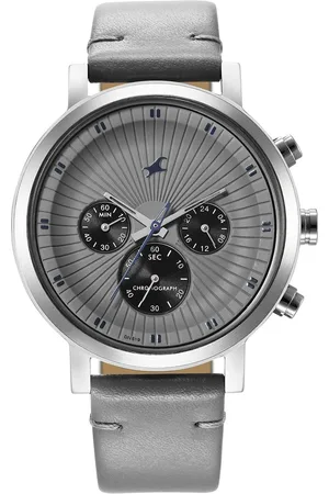 Fastrack Kronos Multifunction Grey Dial Leather Strap Watch for Guys