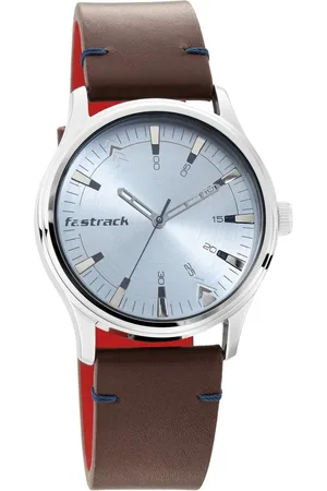 Fastrack I Love Me Quartz Analog Blue Dial Leather Strap Watch for Guys