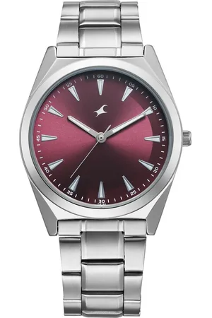 Fastrack Stunners X Quartz Analog Maroon Dial Stainless Steel Strap Watch For Guys