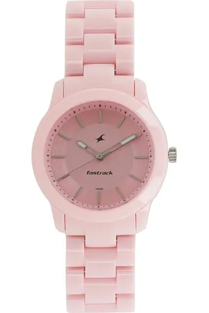 Fastrack Trendies Quartz Analog Pink Dial Plastic Strap Watch for Girls