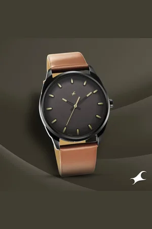 Fastrack After Dark Brown Dial Leather Strap Watch for Guys
