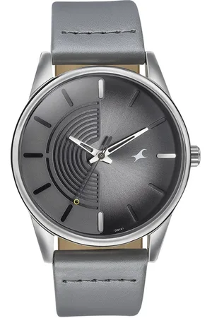 Fastrack Stunners Quartz Analog Grey Dial Grey Leather Strap Watch For Guys
