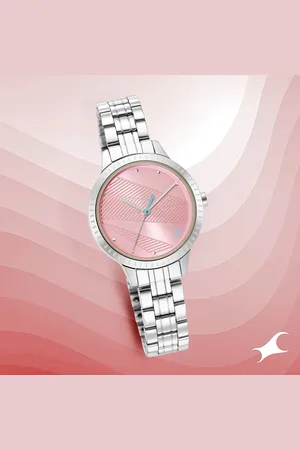 Fastrack Stunners Quartz Analog Pink Dial Metal Strap Watch for Girls