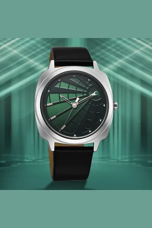 Fastrack Groove Quartz Analog Green Dial Guys Leather Watch