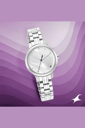 Fastrack Stunners Quartz Analog Silver Dial Metal Strap Watch for Girls