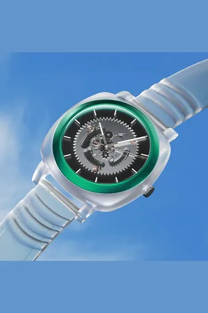 Fastrack Bare Quartz Analog Skeleton Unisex Watch With Anthracite Dial And Translucent Plastic Strap