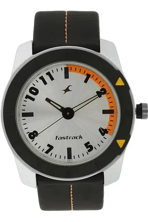 Fastrack Quartz Analog Silver Dial Leather Strap Watch for Guys