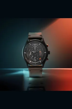 Fastrack Opulence Sun Moon Chronograph Dial Brown Leather Strap Analog Quartz Watch For Guys