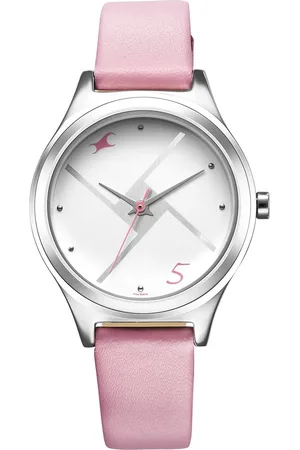 Fastrack Stunners Silver Dial Leather Strap Watch for Girls
