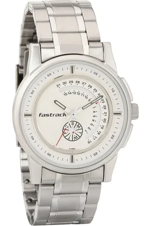 Fastrack Go Skate Quartz Analog with Day and Date White Dial Stainless Steel Strap Watch for Guys