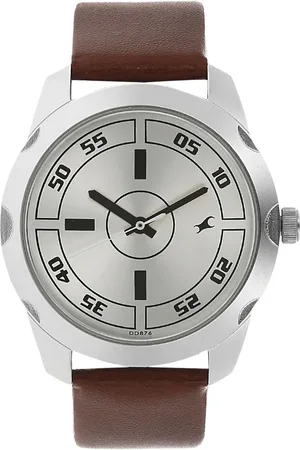 Fastrack Quartz Analog Silver Dial Leather Strap Watch for Guys
