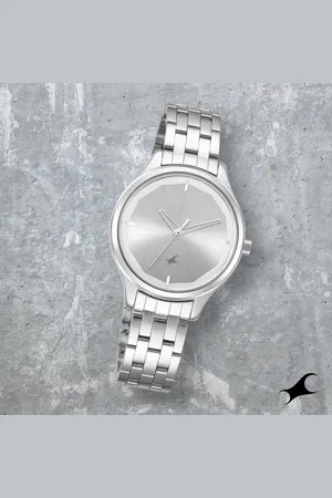 Fastrack Stunners Quartz Analog Silver Dial Metal Strap Watch for Girls