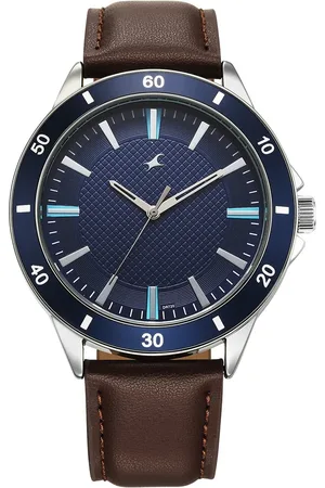 Fastrack Stunners X Quartz Analog Blue Dial Leather Strap Watch For Guys